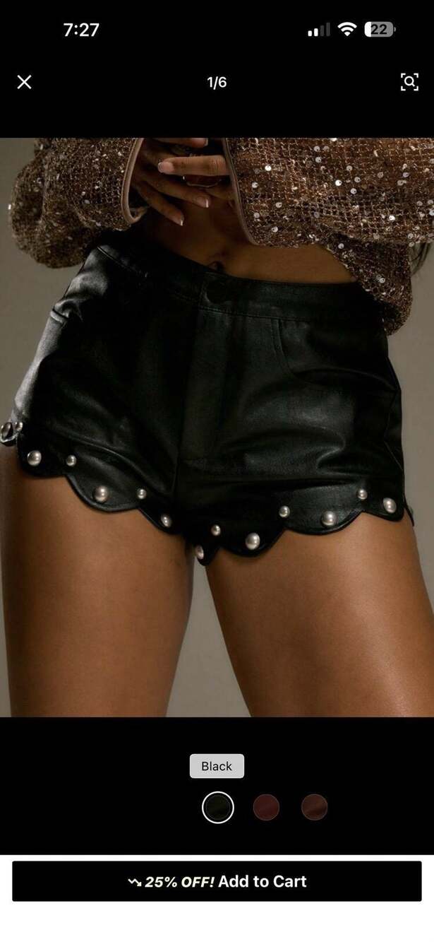 Musera Scalloped Faux Leather Short
